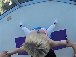 platinum-blonde honey Kayla Kayden interrupted from yoga to pulverize